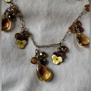 Vintage Unique Enamel Petunia Floral Necklace